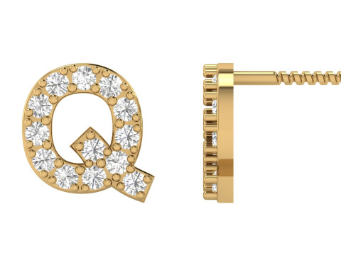 Q Letter Alphabets Studs Earrings 3D 打印模型