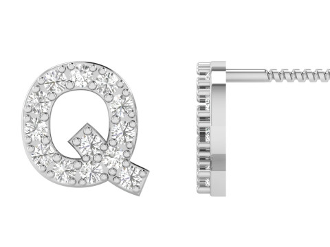 Q Letter Alphabets Studs Earrings 3D 打印模型