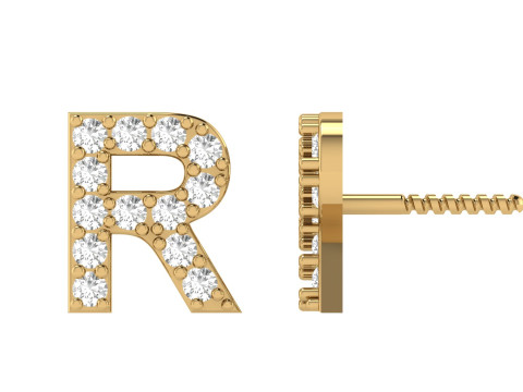 R Letter Alphabets Studs Earrings 3D 打印模型