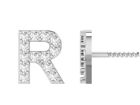 R Letter Alphabets Studs Earrings Modèles 3D en vedette