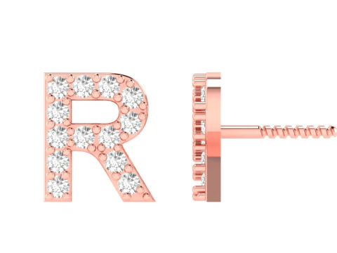 R Letter Alphabets Studs Earrings 3D Print Model