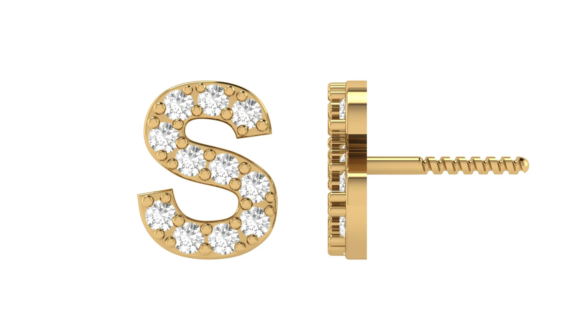 S Letter Alphabets Studs Earrings 3D Print Model .c4d .max .obj .3ds .fbx .stl .blend