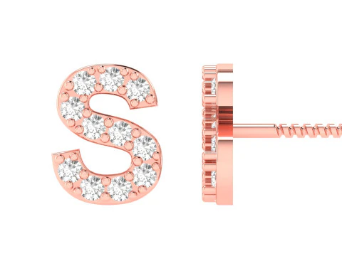 S Letter Alphabets Studs Earrings 3D Print Model