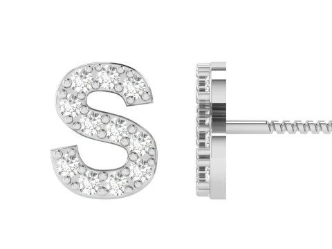 S Letter Alphabets Studs Earrings 3D Print Model