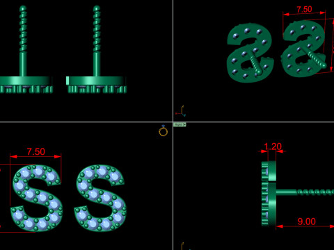 S Letter Alphabets Studs Earrings 3D प्रिंट मॉडल