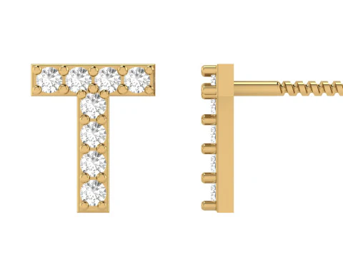 Orecchini a bottone con alfabeto lettera T Modello di stampa 3D