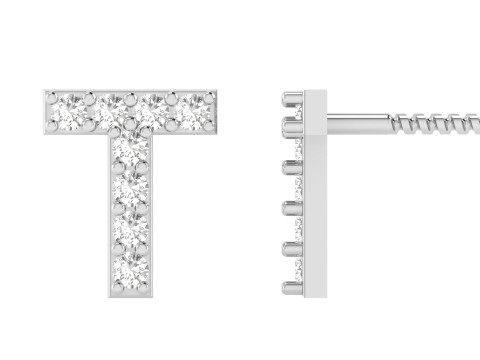 T Letter Alphabets Studs Earrings Modelo de Impressão 3D