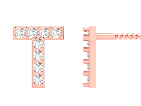 T Letter Alphabets Studs Earrings Modelo de Impressão 3D