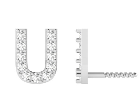 U Letter Alphabets Studs Earrings - Gold Weight 22k - 23 gram - Gold Weight 18k - 19 gram - Go 3D Print Model