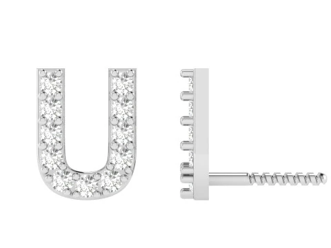 U Letter Alphabets Studs Earrings - Gold Weight 22k - 23 gram - Gold Weight 18k - 19 gram - Go 3D Print Model