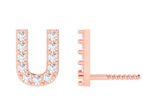 U Letter Alphabets Studs Earrings - Gold Weight 22k - 23 gram - Gold Weight 18k - 19 gram - Go 3D Print Model