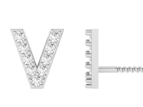V Letter Alphabets Studs Earrings 3D 프린트 모델