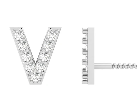 V Letter Alphabets Studs Earrings 3D Print Model