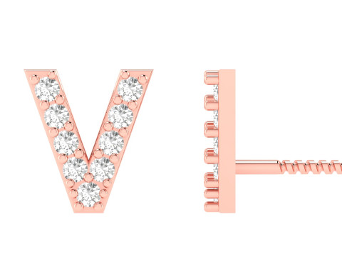 V Letter Alphabets Studs Earrings 3D 프린트 모델