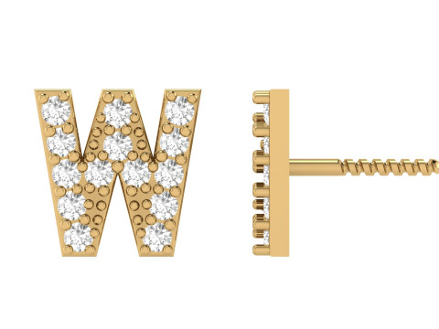 W Letter Alphabets Studs Earrings 3D 프린트 모델