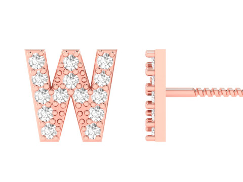 W Letter Alphabets Studs Earrings 3D 打印模型