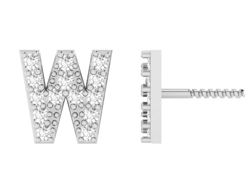 W Letter Alphabets Studs Earrings 3D 打印模型