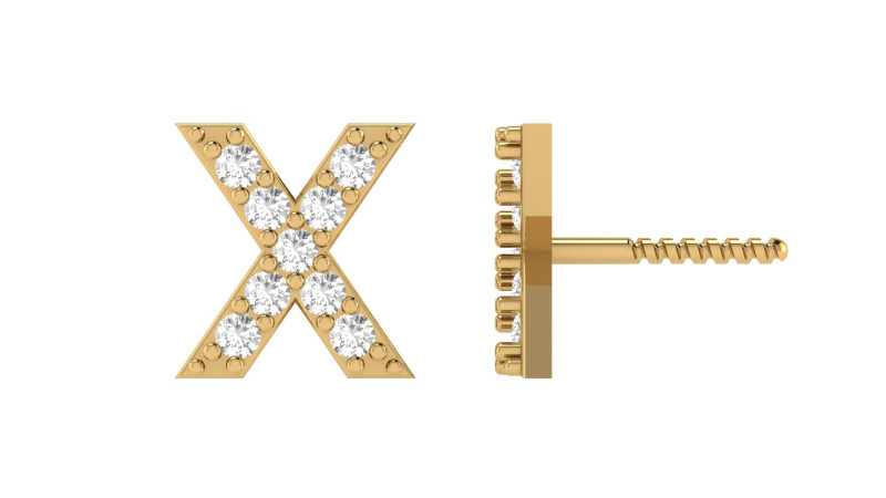 X Letter Alphabets Studs Earrings Modelo de Impressão 3D .c4d .max .obj .3ds .fbx .stl .blend
