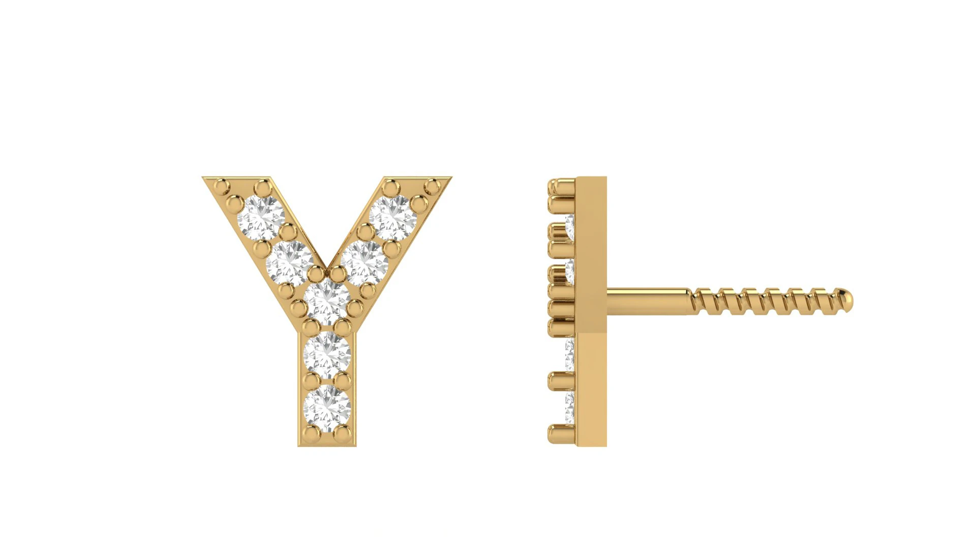 Y Letter Alphabets Studs Earrings 3D Print Model .c4d .max .obj .3ds .fbx .stl .blend