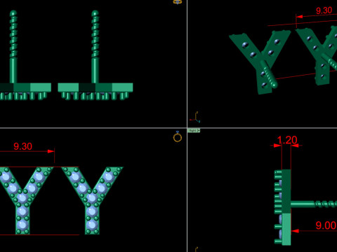 Y Letter Alphabets Studs Earrings 3D Print Model