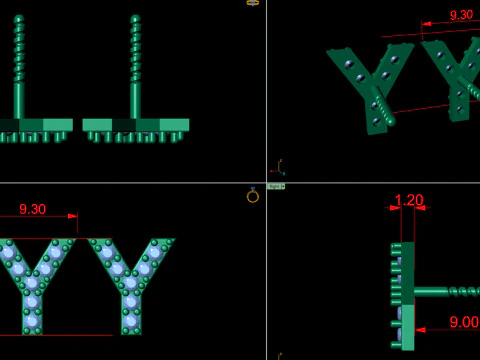 Y Letter Alphabets Studs Earrings 3D Print Model