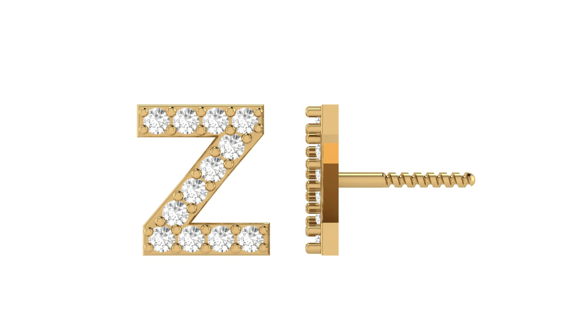 Z Letter Alphabets Studs Earrings 3D Print Model .c4d .max .obj .3ds .fbx .stl .blend