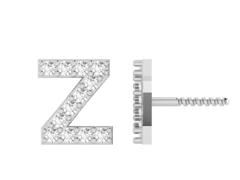 Z Letter Alphabets Studs Earrings 3D Print Model