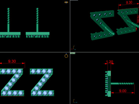 Z Letter Alphabets Studs Earrings 3D प्रिंट मॉडल