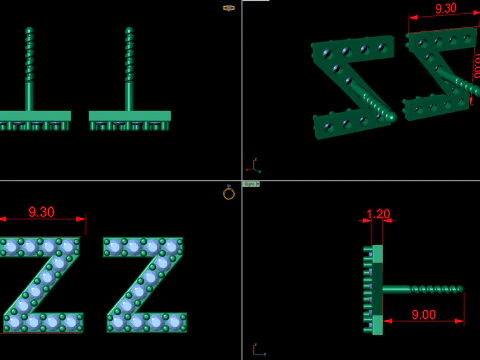 Z Letter Alphabets Studs Earrings 3D Print Model