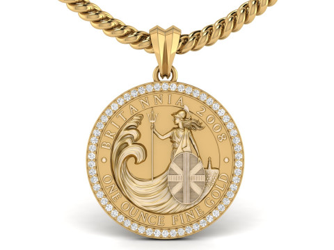 2008 1oz Britannia Bullion Coin Diamond Pendant 3Dプリントモデル