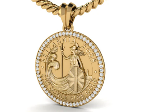 2008 1oz Britannia Bullion Coin Diamond Pendant 3D Print Model