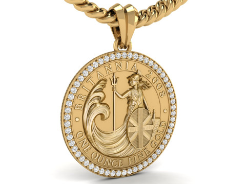 2008 1oz Britannia Bullion Coin Diamond Pendant 3D प्रिंट मॉडल