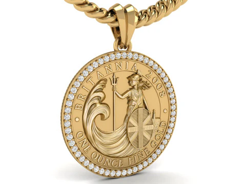 2008 1oz Britannia Bullion Coin Diamond Pendant 3D Print Model