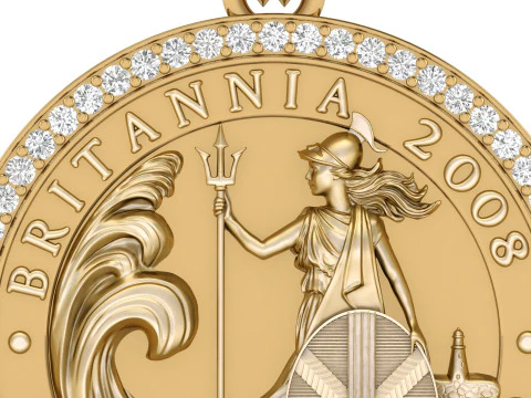 2008 1oz Britannia Bullion Coin Diamond Pendant 3D Print Model
