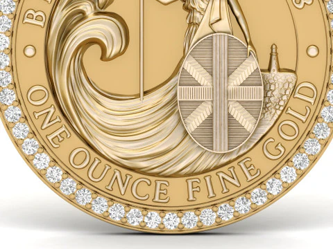 2008 1oz Britannia Bullion Coin Diamond Pendant 3D Print Model