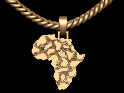 African Country Map Nugget Pendant 3D Print Model
