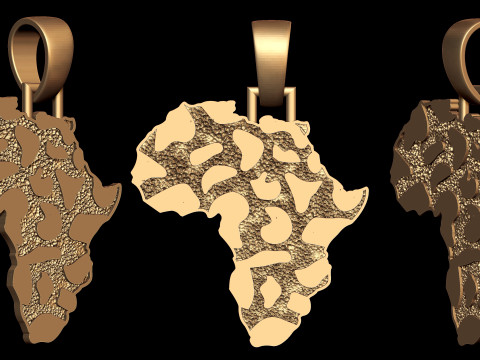 African Country Map Nugget Pendant 3D Print Model