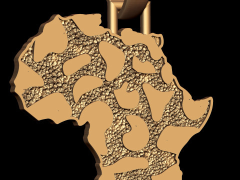 African Country Map Nugget Pendant 3D Print Model