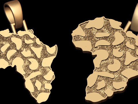 African Country Map Nugget Pendant 3D Print Model