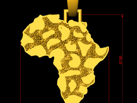 African Country Map Nugget Pendant 3D Print Model