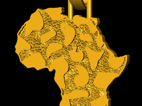 African Country Map Nugget Pendant 3D Print Model