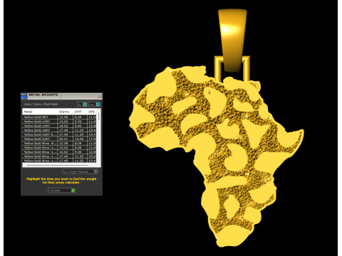 African Country Map Nugget Pendant 3D Print Model