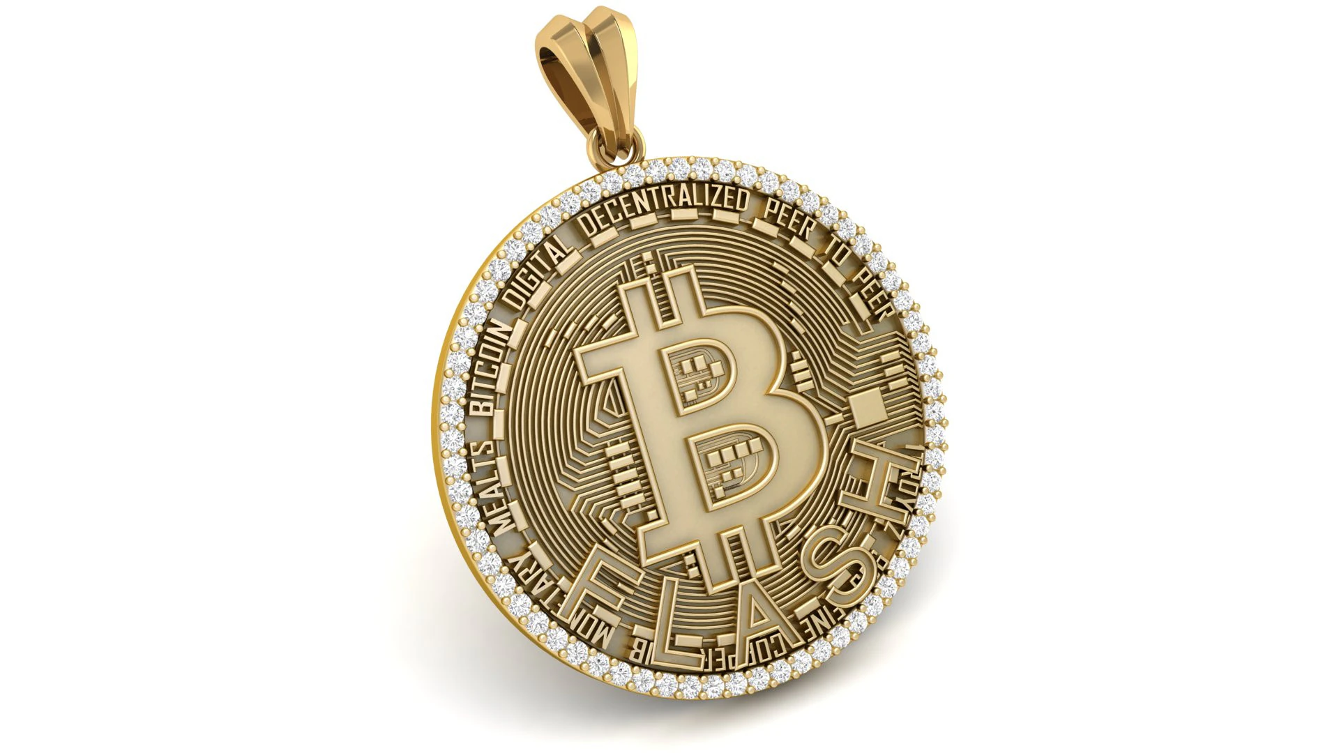 Diamond Bitcoin Pendant 3D Print Model .c4d .max .obj .3ds .fbx .stl .blend