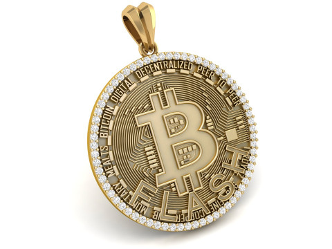 Diamond Bitcoin Pendant 3D Print Model