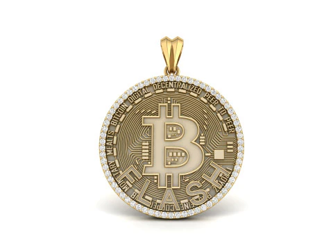 Diamond Bitcoin Pendant 3D Print Model