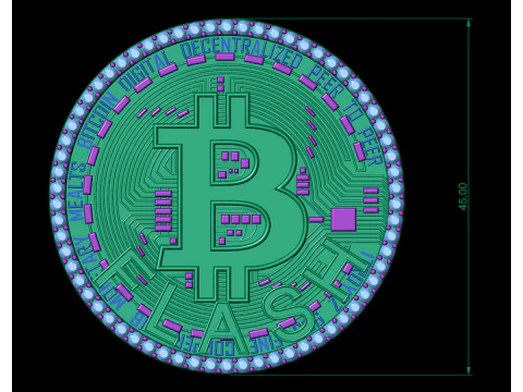 Diamond Bitcoin Pendant 3D Print Model