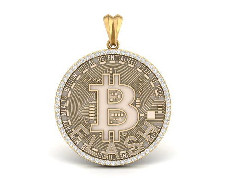 Diamond Bitcoin Pendant 3D Print Model