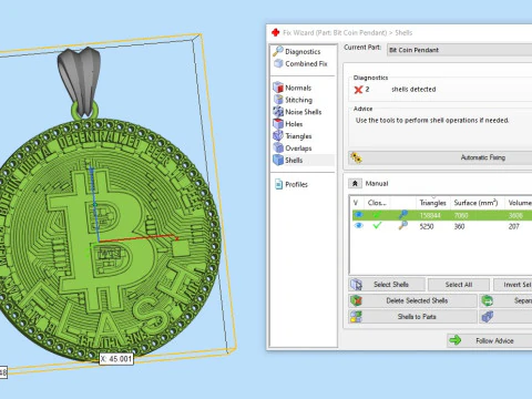 Diamond Bitcoin Pendant 3D Print Model