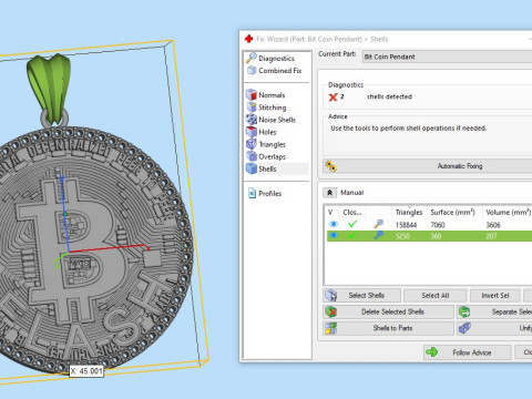 Diamond Bitcoin Pendant 3D 打印模型