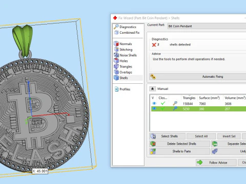 Diamond Bitcoin Pendant 3D Print Model